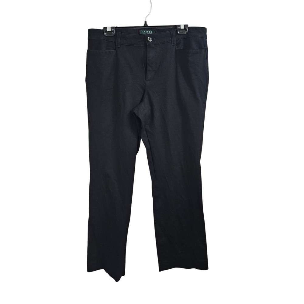 Lauren Ralph Lauren Black Curvy Straight Leg Dress Pants Womens 14 Cotton Blend